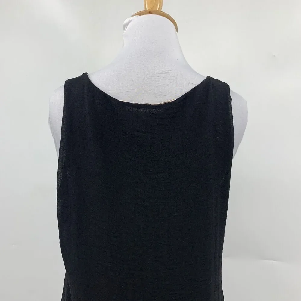 Soft Surroundings Blouse Women S Small Black Celine Angled Shark Tooth Tunic Hem - Picture 6 of 12